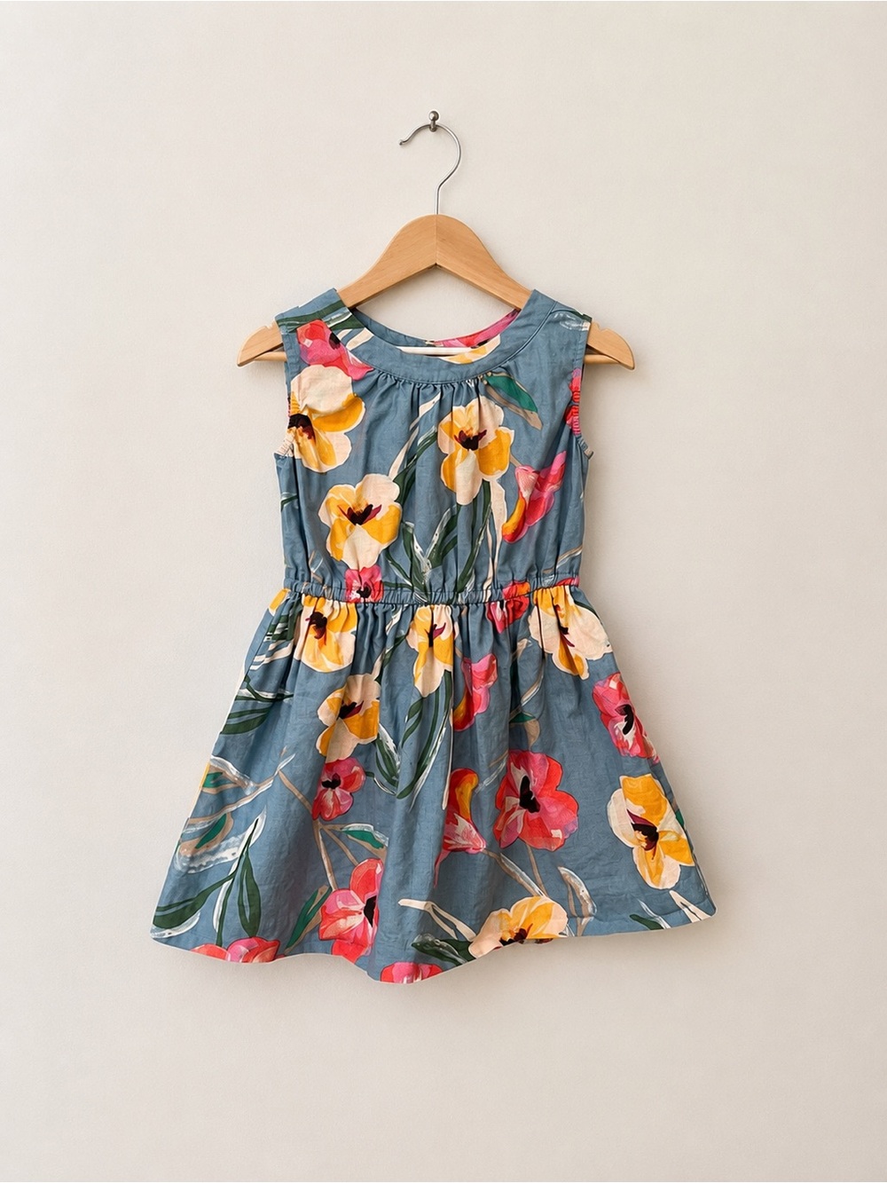 Tea Collection Girls Floral Linen-Blend Dress – Size 6